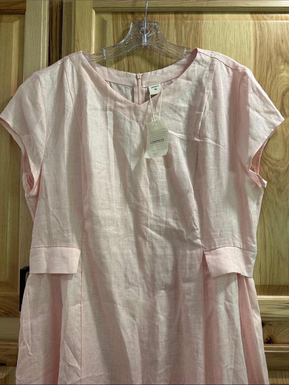 NWT Lintico Alexa Sz XL Light Pink 100% Linen Cottagecore Fit & Flare Midi Dress - Picture 4 of 13